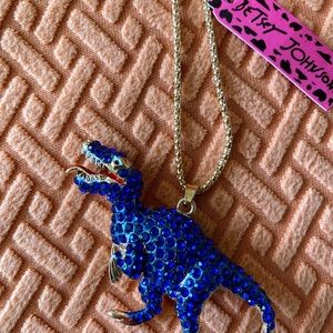 Blue Crystal studded Dinosaur pendant necklace
